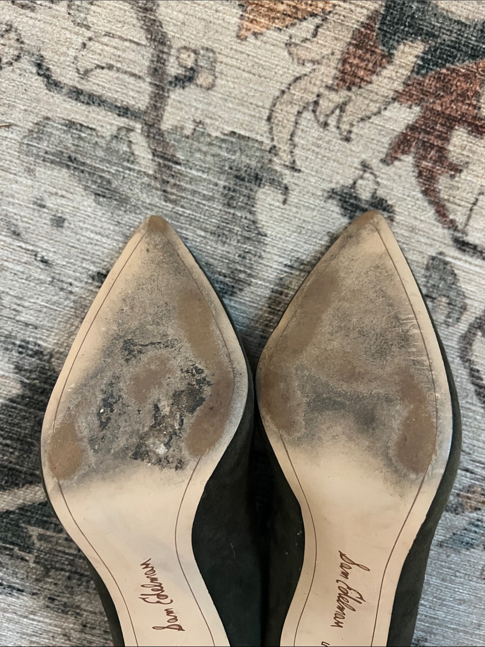 Sam Edelman Olive Green Suede Pointed Toe Heels - Picture 7 of 8